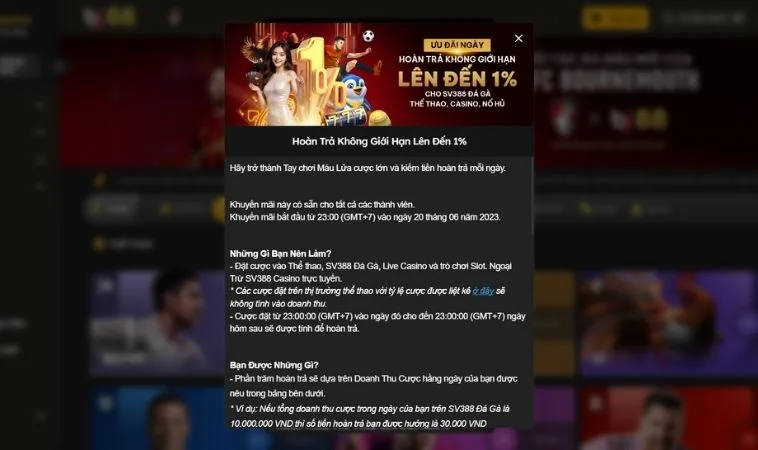 Chương trình hoàn trả không giới hạn tại nhà cái BJ88