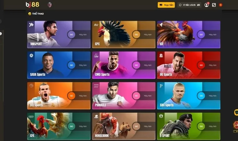 Đa dạng các sảnh thể thao uy tín hợp tác với nhà cái BJ88